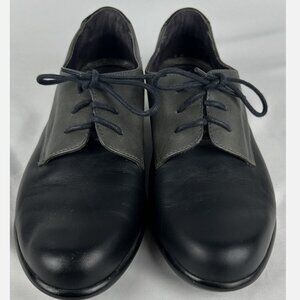 Naot Black Gray Kedma Leather Lace Up Oxford Loafers Shoes Womens Sz 37 US 6 6.5